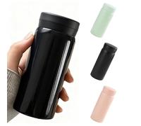 Ruucy Small Water Bottle for Handbag, 200ml Mini Water Bottle Stainless Steel, Double Wall Vacuum Mini Flask for Hot and Cold Drinks, Small Drinks Bottle Leakproof for Travel, Milk, Coffee (Black)