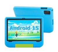 Ruufuuxy Tablet for Kids 10.1", Android 15 Kids Tablet, 1280x800 HD Screen, Octa-Core, 8GB RAM 64GB ROM, 1TB Micro SD Expandable, Dual-Band WiFi 6, Parental Controls, EVA Protective Case, Blue