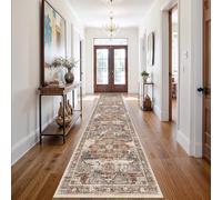 RUUGME Washable 3X14 Runner Rugs - Large Boho Rugs for Living Room Stain Resistant Carpet Vintage Tribal Rugs for Bedroom Kitchen Bathroom Non Slip Backing Home Decor Floor Decoration Mat 3X14 Brick