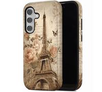 RUUHLJLET for Samsung Galaxy S26 5G Phone Case 6.2" 2026,Dual Layer 2-in-2 Shockproof Protective Case,Heavy Duty Anti-Fall Cover for Men Women，Paris Eiffel Tower Rose Butterfly