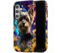 RUUHLJLET for Samsung Galaxy S26 FE Phone Case 6.7" 2026 | Dual Layer 2-in-1 Shockproof Protective Case,Heavy Duty Anti-Fall Cover for Men Women,Yorkshire Terrier Butterfly