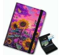 RUUHLJLET Passport Cover,Multi-Functional Travel Wallet,Stylish & Durable RFID Blocking Passport Holder, Travel Essentials for Men and Women, Sunflower Butterfly Art, Minimalist