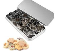 RUUKON Mini Cookie Cutter Set - 30 Small Molds to Cut Out Polymer Clay, Pastry Dough, Pie Crust & Fruit - Metal Stamps Star Flower Hexagon Round Heart Square Triangle Oval Raindrop Shapes Cutter