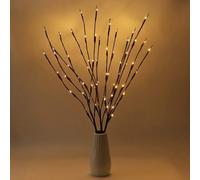 Ruutcasy LED Branch Lights, Battery Powered, Warm White, Brown, Plastic, 20 LED, 5 Bendable Poles, 25 Inches, Modern Office Decoration(2 Pack