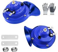 Ruuvee 300db Train Horn for Trucks 12v/24v,Super Loud Train Horn for Truck,Waterproof red electric snail horn,Air Horns Replacement Kit for Motorcycle,Truck,Bike,Boat,Universal Car Accessories(Blue,2p