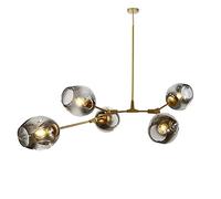 RuuXanthous Adjustable Downrod Modern Glass Shade Magic Bean Pendant Lamp,Modern Molecular Chandelier,Creative Hanging Lighting Fixture-A 5 Lights