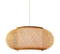 RuuXanthous Bamboo Farmhouse Chandelier 1Pack Handmade Home Pendant Lamp Vintage Industrial Lighting Fixtures Coastal Japanese Style Hanging Light for Kitchen Living Room Villa Bedroom Corrid