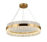 RuuXanthous Circle Crystal Hanging Lamp LED Ring Light Fixtures Creative Chandelier Bedroom Decoration Ceiling Lamp Dining Room, Living Room, Bar, Kitchen Pendant Lighting