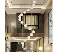RuuXanthous Duplex Living Room Pendant Light Villa Staircase Ceiling Lamp Spiral Long Hanging Lights Creative Crystal Glass Chandelier Modern Minimalist Multi-Lights Stair Chandelier (16 Ligh