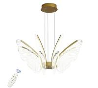 RuuXanthous LED Butterfly Chandelier Kids Girls For Bedroom Remote Dimmable Pendant Light Nordic Gold Modern Ceiling Hanging Lamp Dining Table Living Room Foyer Kitchen Island