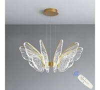 RuuXanthous LED Butterfly Chandelier Kids Girls For Bedroom Remote Dimmable Pendant Light Nordic Gold Modern Ceiling Hanging Lamp Dining Table Living Room Foyer Kitchen Island