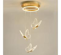 RuuXanthous LED Foyer Chandeliers For High Ceilings Butterfly Pendant Light Modern Gold Staircase Chandelier Mid Century Dining Table Living Room Kids Bedroom Kitchen Farmhouse