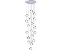 RuuXanthous Stair Crystal ChandelierLarge Villa Chandelier AdjustableModern Raindrop Pendant Light Stainless Steel BaseG4 BulbMid Century Long Ceiling Light for Dining Room Foyer, 14 Lights