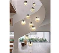 RuuXanthous Staircase Chandeliers 10 Glass Balls Multi Lights Creative Living Room Bubbles Villa Ceiling Lamp Duplex Apartment Spiral Stairs Long Chandelier, 45X200cm
