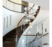 RuuXanthous Staircase Exquisite home chandeliers Glass Ball Multi Lights Modern Creative Living Room Pendant Light Villa Ceiling lamp Duplex Apartment Spiral Stairs Long Exquisite home chande