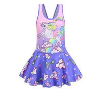RuuYiicoco Girls One Piece Unicorn Swimsuit Mermaid Swimwear Rainbow Bathing Suit, Purple Unicorn, 8-9 Years