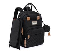 RUVALINO Baby Changing Bag Backpack, Neutral All-in-One Baby Bags for, Multifunction Large Travel Backpack with Portable Changing Pad, Stroller Straps, Pacifier Case and Insulated Pockets, Black