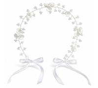 Ruvan Hair Accessories Wedding Silver Headband for Bride and Bridesmaids Rhinestone Crystal Headpiece Women Elegant Hair Wreath with Pearls Hair Accessory for Registry Office Party Celebration 1 Piece