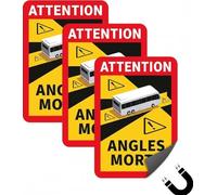 Ruvan Pack of 3 Car Blind Spot Magnetic Stickers, Blind Spot Sticker France Attention Angles Morts Magnetic Signs, 25 x 17 cm, Lorry, Motorhome and Bus Magnetic Signs Car
