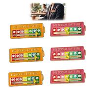 Ruvan Social Battery Pin Badge Set of 6, My Social Battery Pin for Clothes, Interactive Mood Pins with Slider, Brooches Badge Set for Backpack, Orange and Red