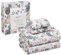 RUVANTI 100% Cotton California King Sheet Sets, 4 Pieces, Soft & Breathable Percale Weave Bedding, Deep Pocket 14", Hotel Standard, Crisp Cool Feel & Durable, Perfect Floral Sheets, Dandelion Field