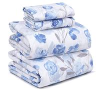 Ruvanti 100% Cotton Full Size Bed Sheets, 4 Pieces, Soft & Breathable Percale Weave Bedding, Deep Pocket 16", Hotel Standard, Crisp Cool Feel, Durable, Perfect Sheet Set Floral, Monotones