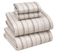 Ruvanti 100% Cotton Full Size Bed Sheets, 4 Pieces, Soft & Breathable Percale Weave Bedding, Deep Pocket 16", Hotel Standard, Crisp Cool Feel, Durable, Perfect Sheet Set Striped, Brown Stripes