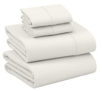 Ruvanti 100% Cotton Full Size Bed Sheets, 4 Pieces, Soft & Breathable Percale Weave Bedding, Deep Pocket 16", Hotel Standard, Crisp Cool Feel, Durable, Perfect Sheet Set Dyed, Ivory