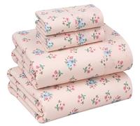Ruvanti 100% Cotton King Size Sheets Set, 4 Pieces, Soft & Breathable Percale Weave Bedding, Deep Pocket 16", Hotel Standard, Crisp Cool Feel, Durable, Perfect Floral Bed Sheet, Spring On