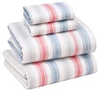 Ruvanti 100% Cotton King Size Sheets Set, 4 Pieces, Soft & Breathable Percale Weave Bedding, Deep Pocket 16", Hotel Standard, Crisp Cool Feel, Durable, Perfect Striped Bed Sheet, Times