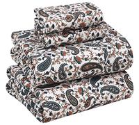 RUVANTI 100% Cotton King Size Sheets Set, 4 Pieces, Soft & Breathable Percale Weave Bedding, Deep Pocket 16", Hotel Standard, Crisp Cool Feel, Durable, Perfect Floral Bed Sheet, Teal Paisley
