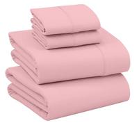 Ruvanti 100% Cotton King Size Sheets Set, 4 Pieces, Soft & Breathable Percale Weave Bedding, Deep Pocket 16", Hotel Standard, Crisp Cool Feel, Durable, Perfect Dyed Bed Sheet, Bridal Rose
