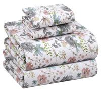 RUVANTI 100% Cotton King Size Sheets Set, 4 Pieces, Soft & Breathable Percale Weave Bedding, Deep Pocket 16", Hotel Standard, Crisp Cool Feel, Durable, Perfect Floral Bed Sheet, Dandelion Field