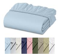 RUVANTI 100% Cotton Queen Fitted Sheet Only - Crispy Cooling Percale Sheet - Breathable & Durable Fitted Sheet Queen Size - Deep Pocket 16 Inches (Fits up to 18") - Aqua Glass - 1 Piece