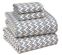 Ruvanti 100% Cotton Sheets - Crispy Cooling Percale Sheets for Queen Size Bed, Breathable & Durable Queen Sheet Set, 16 Inches Deep Pocket Bed Sheets, Chevron, 4 Pieces