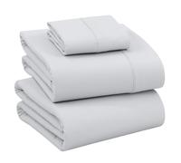 Ruvanti 100% Cotton Sheets - Crispy Cooling Percale Twin Sheet Set, 16 Inch Deep Pocket, Breathable & Durable, Quiet Gray, 3 Pieces