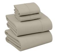 Ruvanti 100% Cotton Sheets - Full Size Percale Bedding, Cooling & Breathable, Durable with a Crisp, Soft & Comfortable Feel, 16" Deep Pocket, 4-Piece Set, Taupe