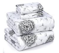 Ruvanti 100% Cotton Sheets Queen Size Set, 4 Pieces, Soft & Breathable Percale Weave Bedding, Deep Pocket 16", Hotel Standard, Crisp Cool Feeling, Durable, Perfect Floral Bed Sheet, Dandelion