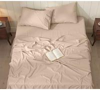 RUVANTI 100% Cotton Sheets - Soft Peached Percale, Lightweight & Breathable Cooling Comfort for Summer, 12″ Deep Pocket California King Sheet Set, 4-Piece, Irish Cream