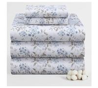 RUVANTI 100% Cotton Sheets Split King Size Bed Set - Silky Soft Sateen Weave for a Luxury Hotel Feel, 16" Deep Pocket, Cooling, Breathable & Durable, 5 Piece, Countryside