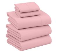 Ruvanti 100% Cotton Sheets - Split King Size Percale Bedding, Cooling & Breathable, Durable with a Crisp, Soft & Comfortable Feel, 16" Deep Pocket, 5-Piece Set, Bridal Rose