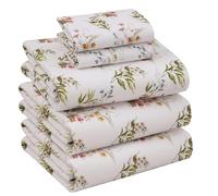 Ruvanti 100% Cotton Split King Sheets Sets for Adjustable Bed, 5 PCs, Soft & Breathable Percale Weave Bedding, Deep Pocket 16", Hotel Standard, Crisp Cool Feel & Durable, Floral Sheet, Floral Bliss