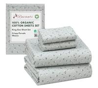 RUVANTI 100% Organic Cotton Sheets King Size, Percale Weave, GOTS Certified, 4-Piece Set, Deep Pocket 15", Crisp & Breathable, Soft Durable Bedding, Sábanas Algodón Orgánico - Bud Club