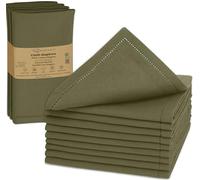 Ruvanti Cloth Napkins - 100% Cotton Dinner Napkins, Hem Stitched Corners, 18x18 Inch, 12 Pack - Soft, Absorbent, Durable, Reusable, Wrinkle Resistant for Formal Dining & Everyday Use - Capulet Olive