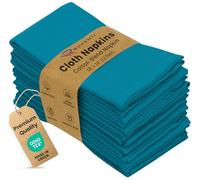 Ruvanti Cloth Napkins 12 Pack 18X18 Inch Dinner Table Napkins, Soft, Comfortable Cotton Enrich, Teal Napkins, Washable & Reusable Linen Napkins for Christmas, Dinner, Weddings, Bar, Cocktail Party.