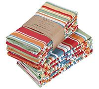 Ruvanti Cloth Napkins 12 Pack 20X20 Inch Dinner Table Napkins, Soft & Comfortable 100% Cotton Red, Orange & Green Reusable Linen Napkins for Christmas/Dinners/Weddings/Bar/Cocktail Parties.