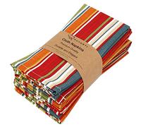Ruvanti Cloth Napkins 6 Pack 18 X 18 Inch Dinner Table Napkins, Soft & Comfortable 100% Cotton Red, Orange & Green Reusable Linen Napkins for Christmas/Dinners/Weddings/Bar/Cocktail Parties.