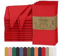 Ruvanti Cloth Napkins Set of 12, 18x18 Inches, 100% Cotton, Washable, Soft & Absorbent, Perfect for Wedding, Christmas, Thanksgiving Dinners - Flame Scarlet