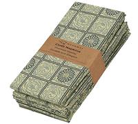 RUVANTI Cloth Napkins Set of 6 - 100% Cotton, 18x18 Inches - Soft, Absorbent - Floral Tiles