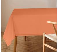 RUVANTI Cotton Linen Table Cloth Rectangle Table 108x60 Inch, Classic Hemstitch, Stain Resistant, Washable Tablecloth Perfect for Coffee Table Cover, Dining, Hotel, Weddings and Parties - Orange
